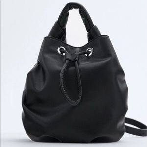 Mini black bucket bag